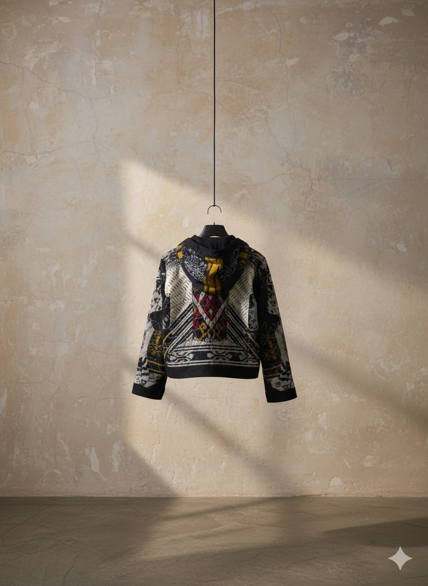 Golden Ikat Hooded Jacket - Image 2