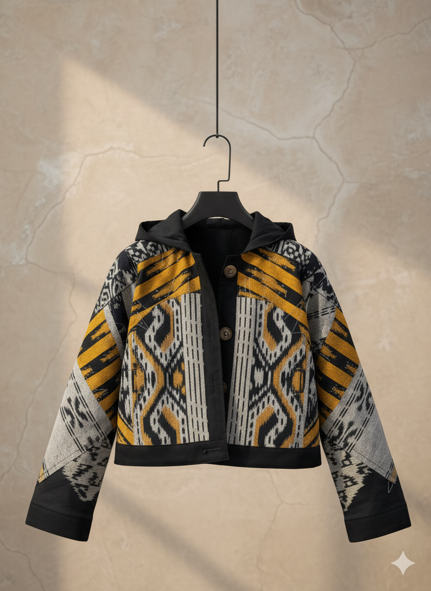 Golden Ikat Hooded Jacket