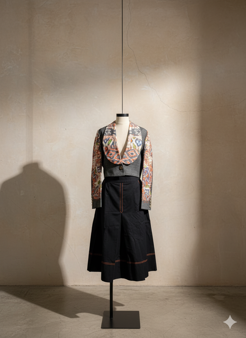 Patchwork Cropped Blazer Set