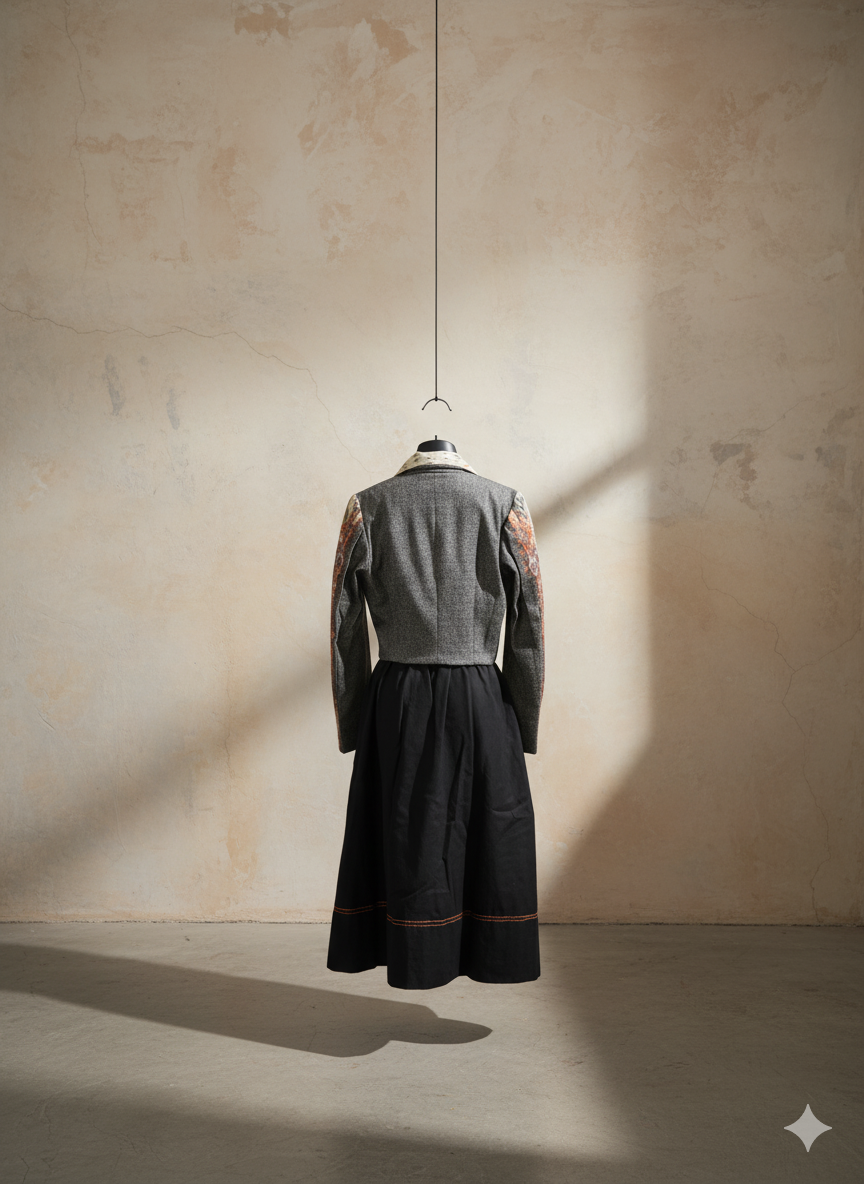 Patchwork Cropped Blazer Set - Image 2